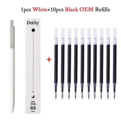 KACO Gelschreiber, Press-Signaturstift, Schreibwaren, Metall-Stiftclip, 0,5 mm, schwarze Tinte, schnell trocknend, großes Fassungsvermögen, 800 m, glattes Schreiben