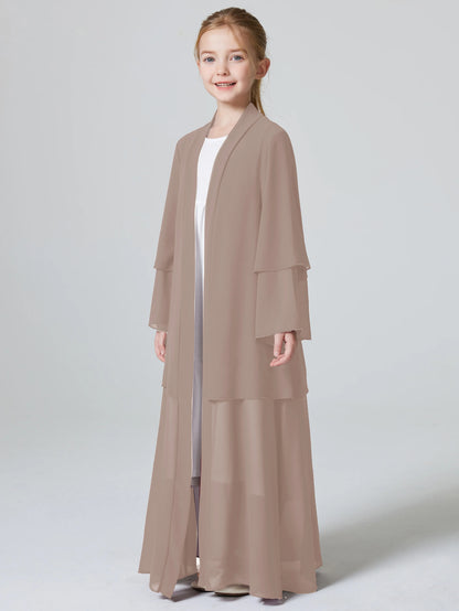 Ramadan  Muslim kids Girls Abaya Solid Long Kaftan abaya enfant Robe Dress Kebaya Kids Clothes For Gift (Without Hijab).