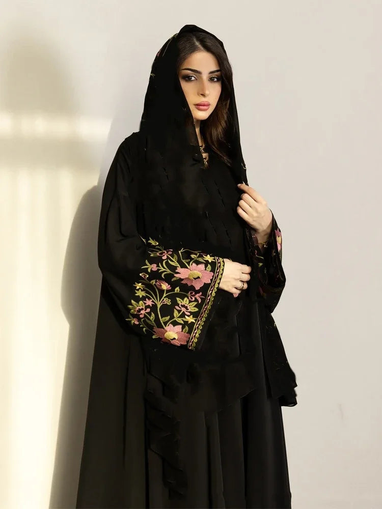 Eid Frauen Muslimischen Abaya Kleid Stickerei Strickjacke Kaftan Party Jalabiya Ramadan Lange Abayas Vestidos Largos Arabischen Lange Robe.