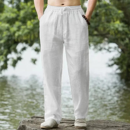 Men's Beach Pants Joggers  Streetwear Cotton Linen Sweatpants Casual Pants Hawaiian Vacation Loose Summer Long.