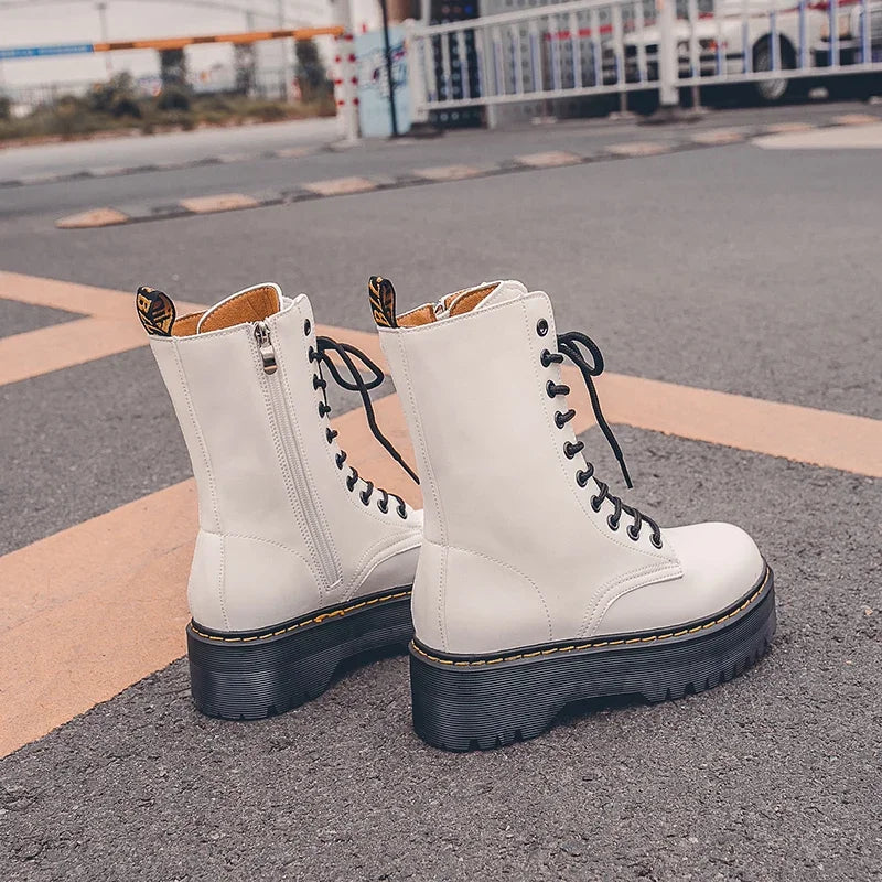 Autumn Winter Fashion Round Toe Lace-up Shoes Womens Boots Zip Ankle Boots For Women High Heels Basics Casual