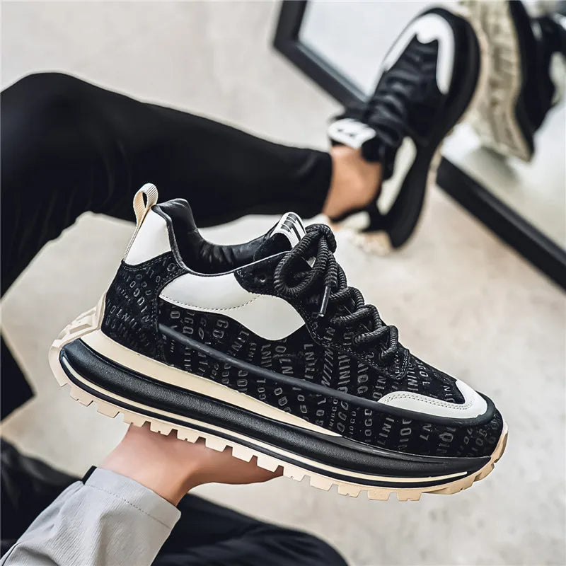 Thick Sole Men Chunky Sneakers Outdoor Wear-resistant Male Trends 2025 New Mens Casual Shoes Fashion Comfort Anti Slip Vulcanize