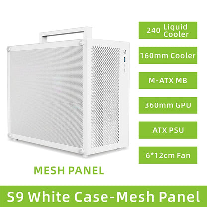 METALFISH S9 MATX Computer Case Gaming PC Chassis Support MATX/ITX/ATX PSU/240 Liquid Cooler/360mm GPU