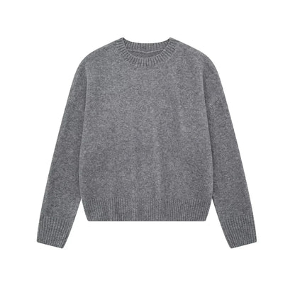 TRZA-Damen Soft Touch Übergroßer Strickpullover, O-Ausschnitt, lange Ärmel, weibliche Pullover, schicke Tops, Mode