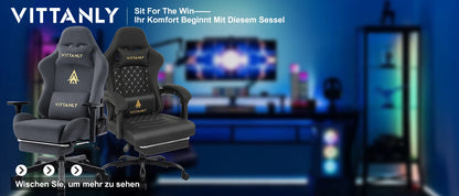 Gaming Chair mit Spring Kissen, Ergonomischer Gaming Chair Gamer Chair mit Kopfstütze, Lendenkissen and Footrest, Hö