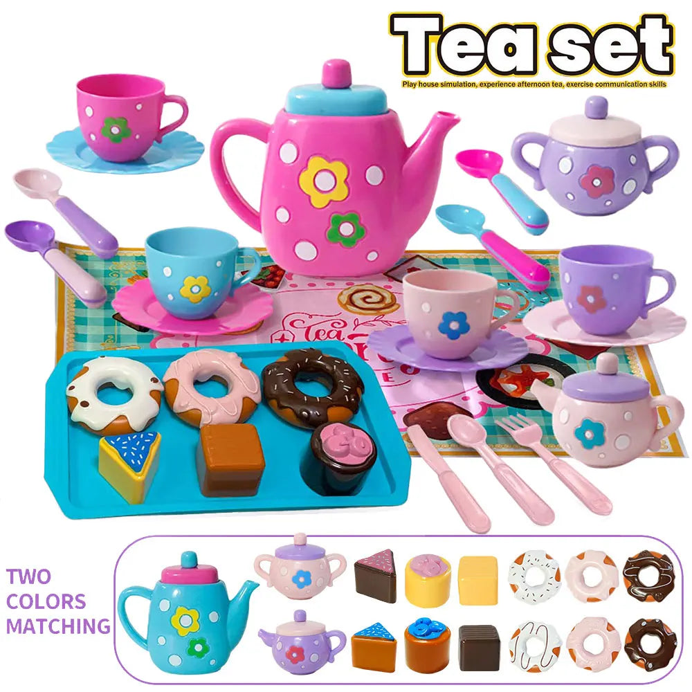 Tea set for girls, tea party set, tea set for kids including kettle, cookies, food for kids, gifts for boys and girls.