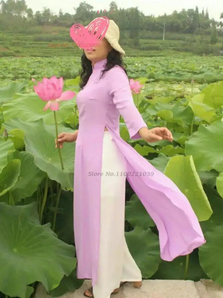 2025 woman aodai vietnam traditional chiffon ao dai dress vietnam robe and pants vietnam traditional clothing improved cheongsam