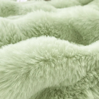 Fluffy Plush Fitted Bed Sheet Solid Color Long Hair Fleece Bed Cover For Double Bed fundas de colchón Winter Warm Mattress Cover