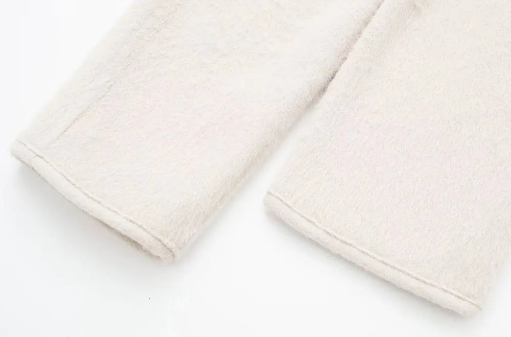 Women Fashion With Belt Woolen Jacket Coat V Neck Long Sleeve Female Outerwear Chic Tops.