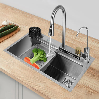 Wasserfall-Bar-Waschbecken, Edelstahl-Waschbecken-Set, integriertes Waschbecken mit abnehmbarem Wasserhahn für Badezimmer, Bauernhöfe, Hinterhof