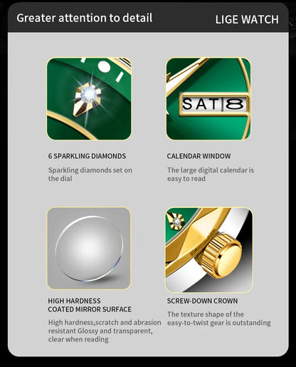 LIGE New Gold Watch Women Watches Ladies Creative Steel Women's Bracelet Watches Female Waterproof Clock Relogio Feminino+BOX.