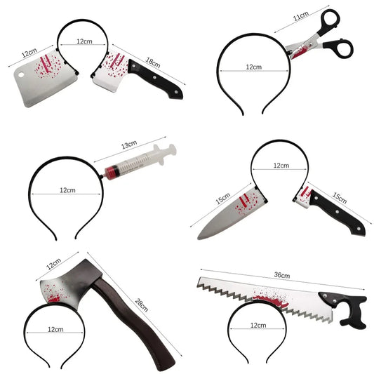 Halloween Haar Reifen Horror Blut gefälschte Axt Sägen Messer Gothic Stirnband Halloween Party Maskerade Cosplay Prop Dekor Zubehör.
