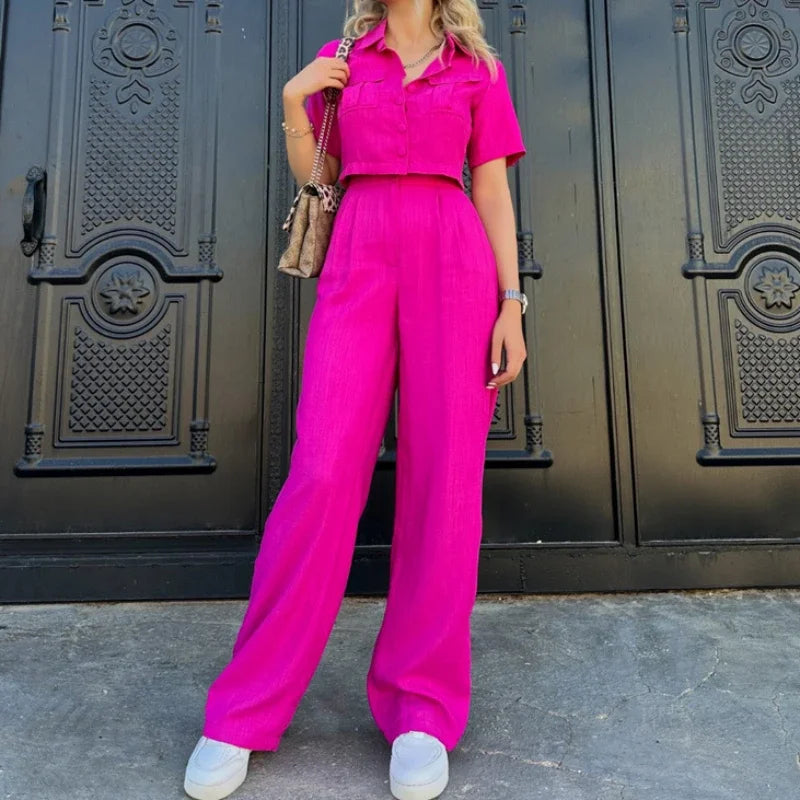 Y2k Crop Tank Top & Wide Leg Pants Set Vest Green 2024 Matching Sets Summer Vintage Boho High Waist Loose Work Suit Streetwear.