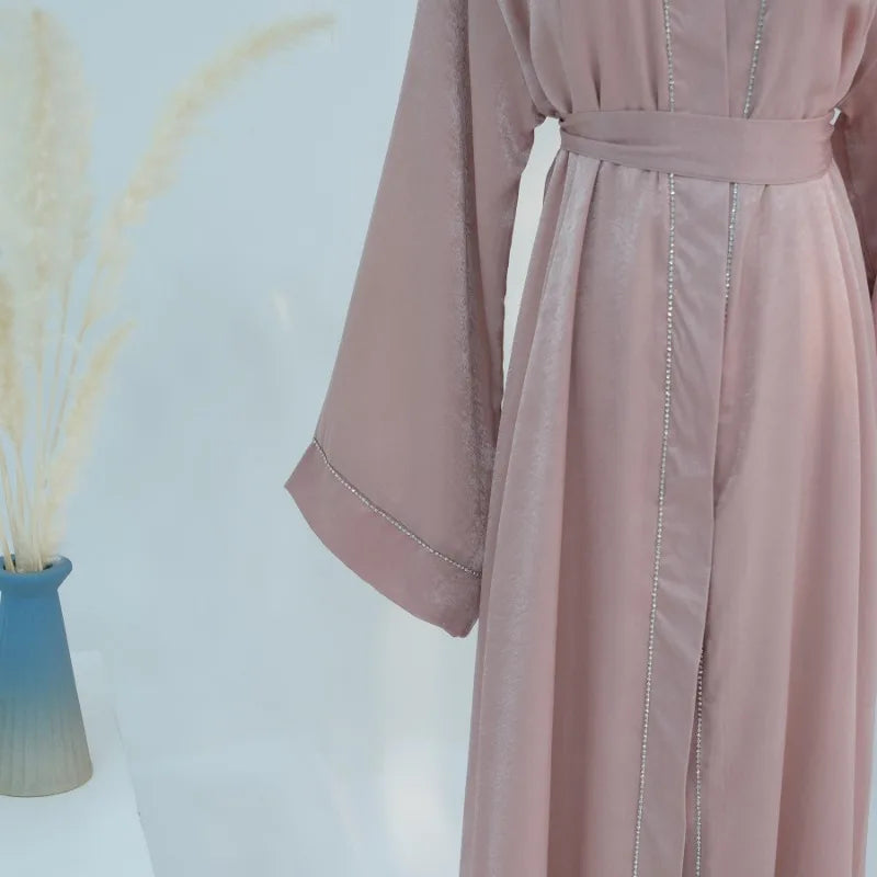 2024 Muslim Modest Cardigan for Women Eid Arab Abaya Dubai Dress Islamic Daily Long Sleeve Clothing Turkey Solid Color Coat Robe