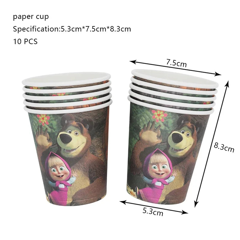 Mashas und Bär Geburtstag Party Dekoration Cartoon Thema Luftballons Kinder Event liefert Einweggeschirr Hintergrund