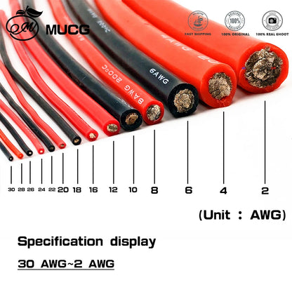 11Colors Heat-resistant Silicone wire Ultra soft Electrical wires Electronic componen cable DC led 18awg 20awg 22awg 24awg 26awg.