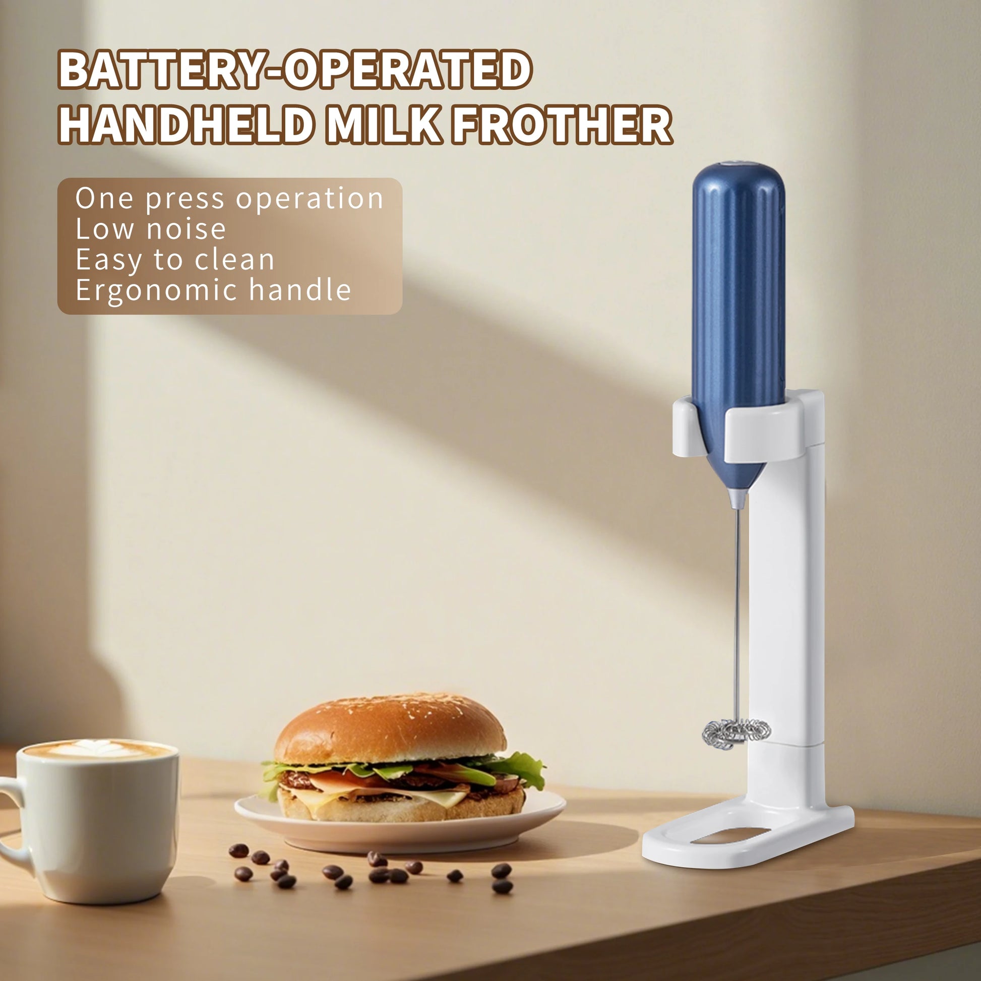 Household Kitchen Portable Mini Handheld SUS304 Mixing Head Electric Food Blender Drink Mixer Coffee Milk Frother With Stand.