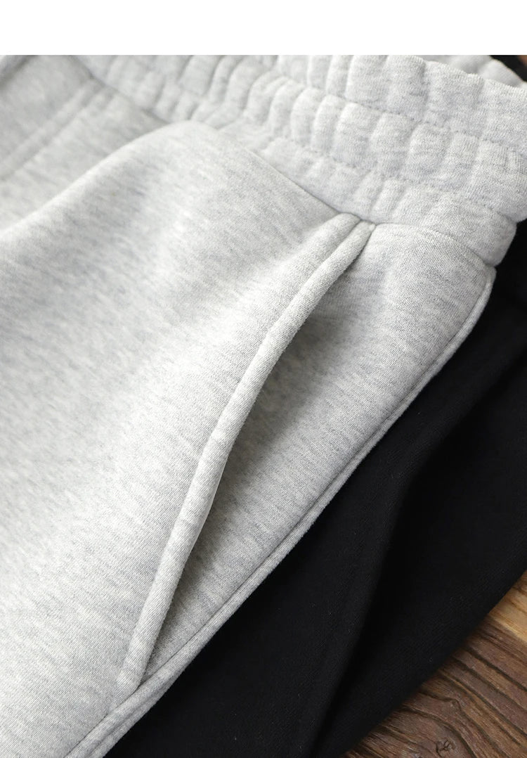 420G Heavyweight Fleece-Lined Sweatpants for Men, Lamb Wool Fleece, Warm Drawstring, Light Gray, Sports Casual Joggers, Winter.