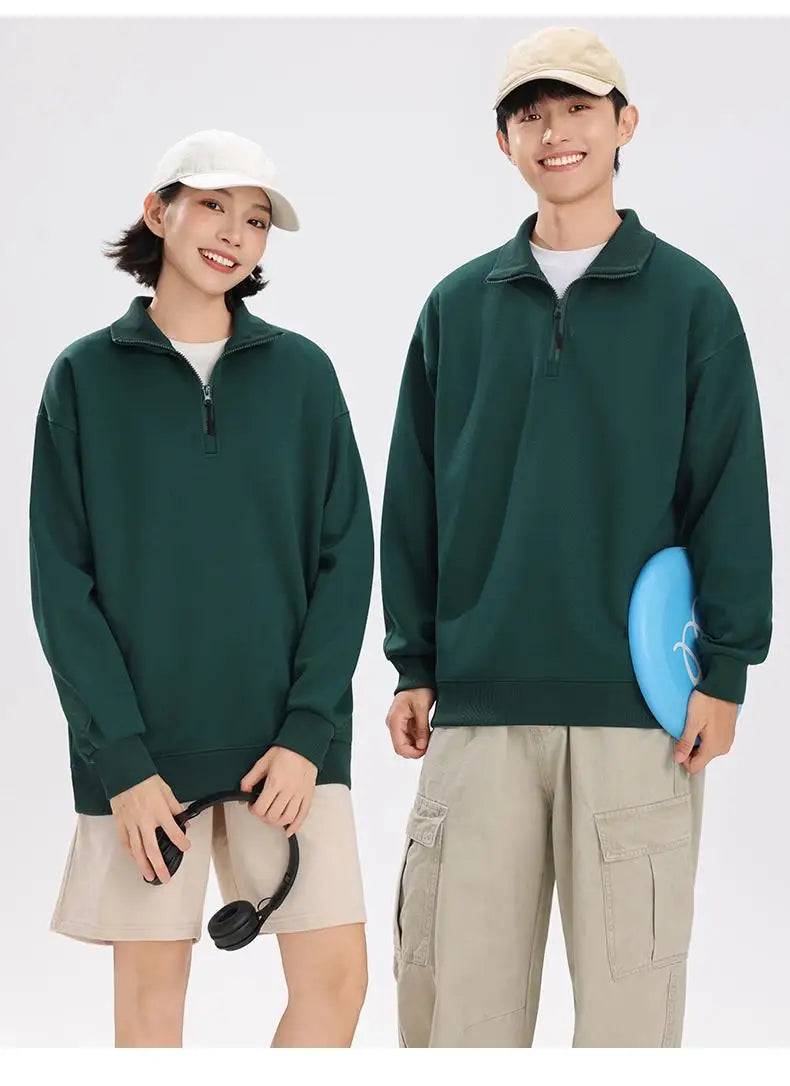 XH-528 2025 Autumn New Regular Fit Lightweight 360gsm Thermal Fabric Half Zip Sweatshirts Men Pullovers.