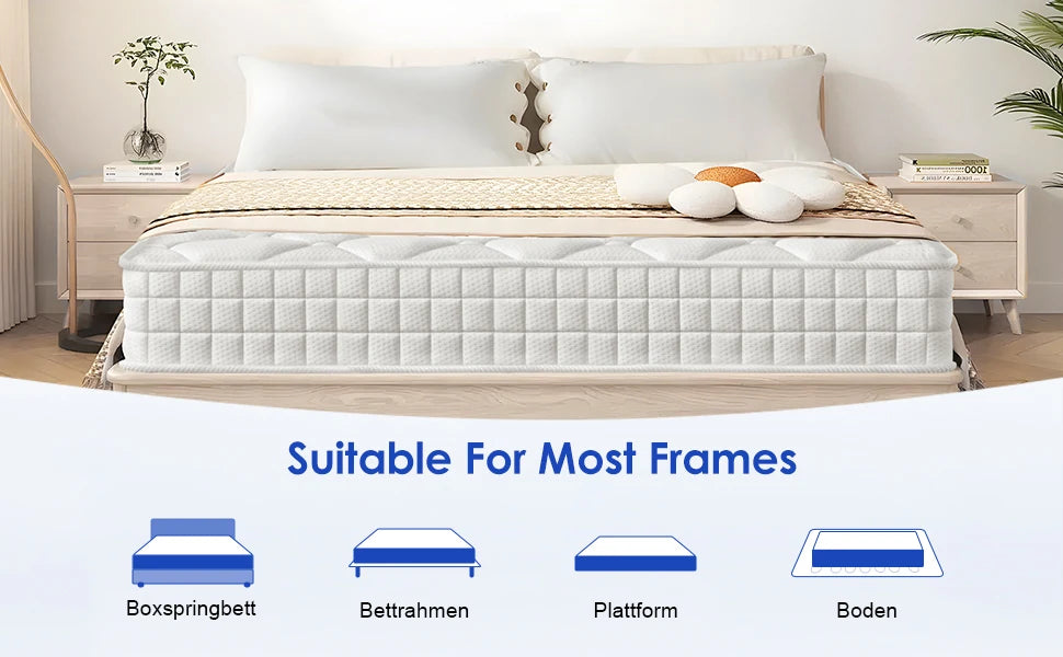 Daccormax 22 cm dicke Federkernmatratze, in mehreren Größen erhältlich, 7 Zonen ergonomisches Design, inklusive Spannbettlaken