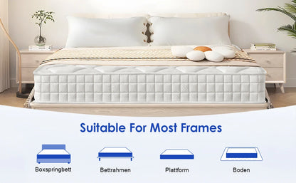 Daccormax 22 cm dicke Federkernmatratze, in mehreren Größen erhältlich, 7 Zonen ergonomisches Design, inklusive Spannbettlaken