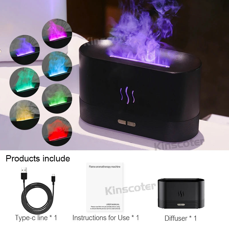 KINSCOTER Aroma Diffuser Air Humidifier Ultrasonic Cool Mist Maker Fogger Led Essential Oil Flame Lamp Difusor.