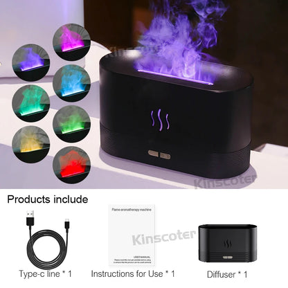 KINSCOTER Aroma Diffuser Air Humidifier Ultrasonic Cool Mist Maker Fogger Led Essential Oil Flame Lamp Difusor.