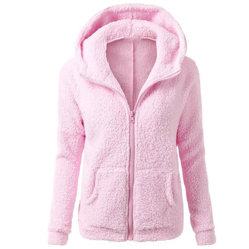 Autumn Winter Warm Jacket Women hoodie Hooded 2025 Casual Female Hoodies Sweatershirt Zipper Coat Solid Soft Fleece Women Coat.