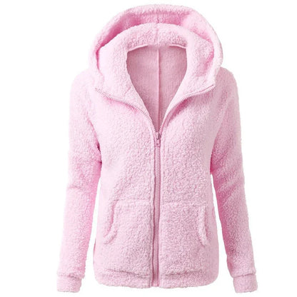 Autumn Winter Warm Jacket Women hoodie Hooded 2025 Casual Female Hoodies Sweatershirt Zipper Coat Solid Soft Fleece Women Coat.