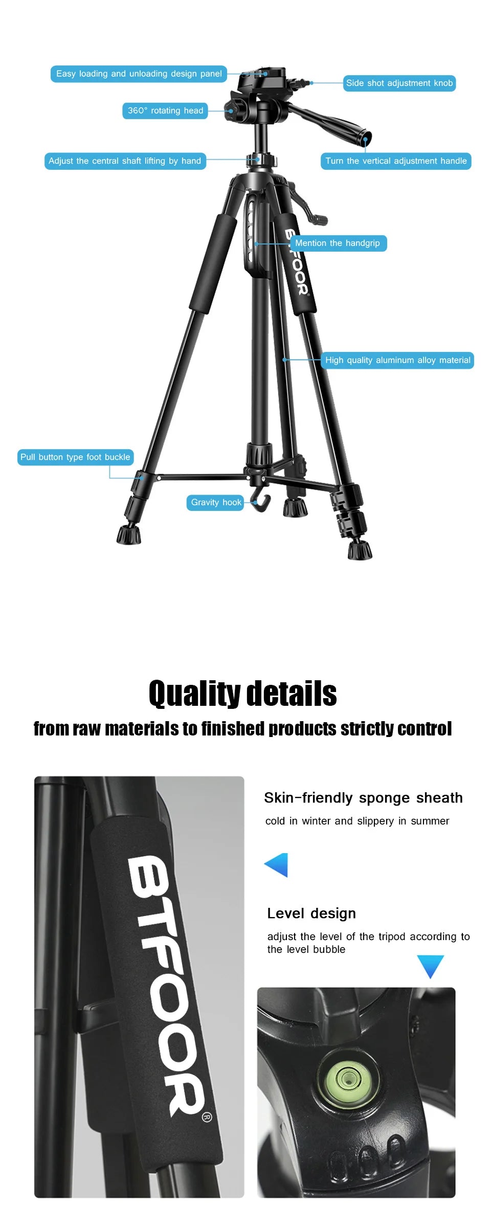 Phone Travel Self Tripod  Aluminum Tall 55” 140CM Stand With Quick Plates Mount Pan Head For Canon Nikon DSLR SLR Digital Camera.