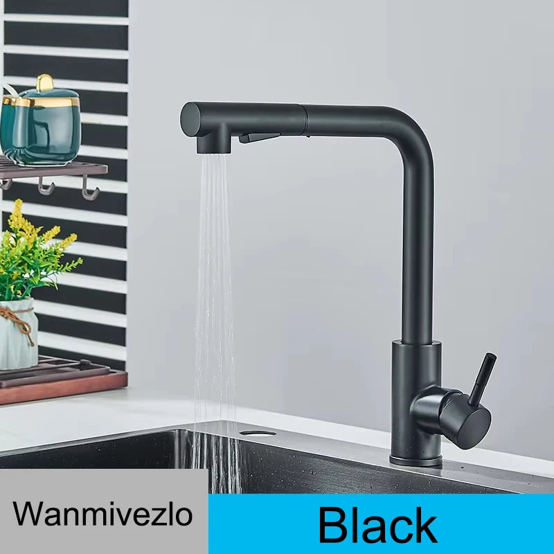 Pull Out Kitchen Sink Faucet Two Model Stream Sprayer Nozzle Stainless Steel Hot Cold Wate Mixer Tap Deck