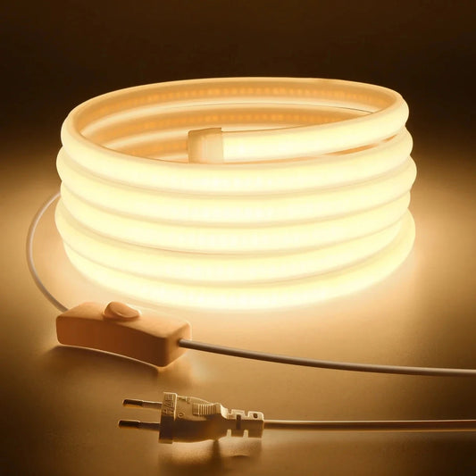 35M Neon Soft Tube Cob LED Strip Light Super Bright 320LEDs/m RA90 with Switch EU/US Plug Waterproof Outdoor Decor 110V 220V.