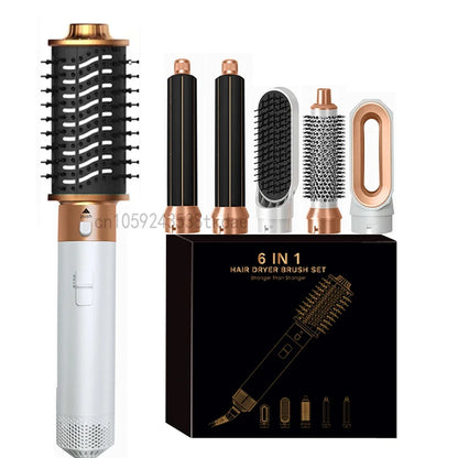 6 in 1 Hair Dryer Brush Hot Comb Set Professional Curling Iron Hair Straightener Styling Tool Air styling Hair Dryer Household