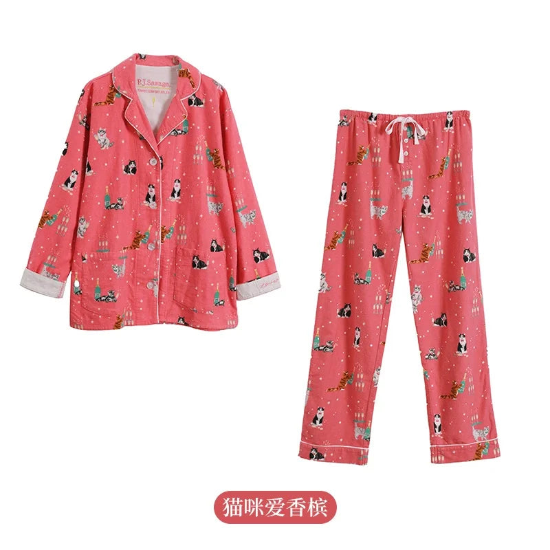 Matching Pajamas 2 Piece Set Women Pj Sets Women 2 Piece Set Outfit 100% Cotton Pajamas for Women Loungwear Set Loose Sleepwear.