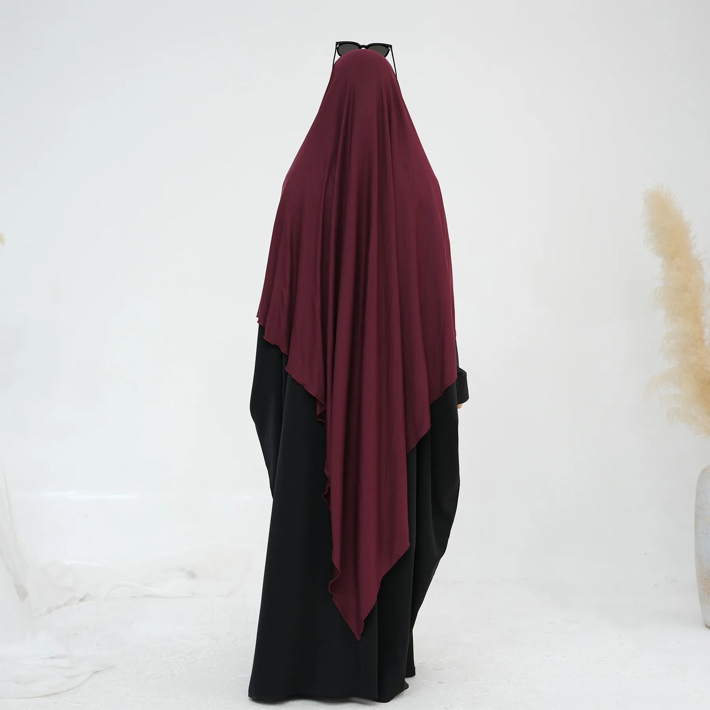 Extra Long Khimar Hijab Scarf Jersey Cotton Muslim Prayer Clothes Islamic Jilbab Khimars for Women Hijabs Veil Niqab Ramadan Eid.