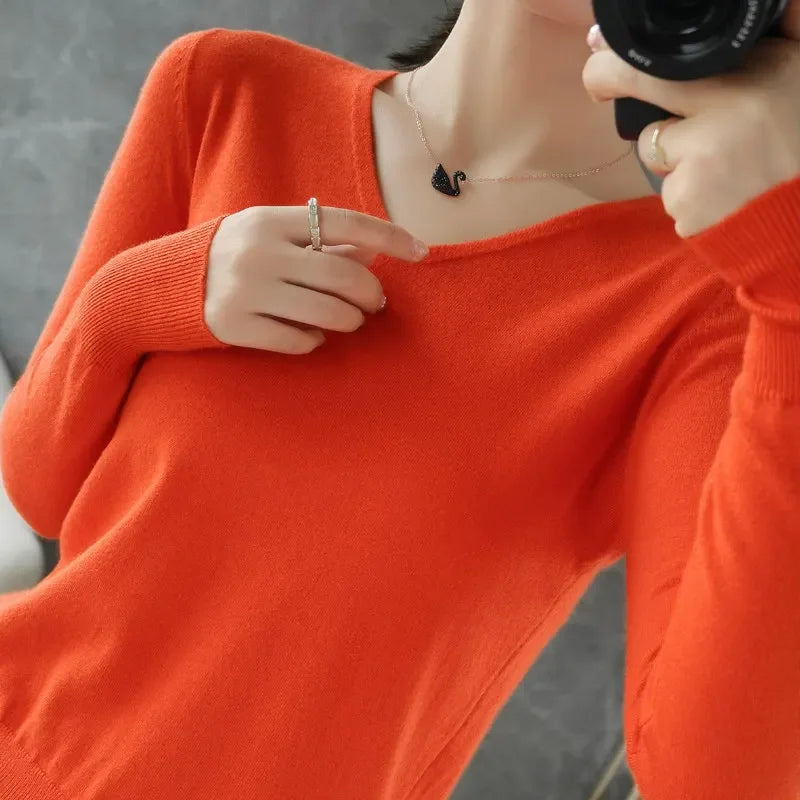 Frauen Pullover Herbst Winter V-ausschnitt Strickwaren Lange Hülse Lose Kaschmir Pullover Pullover Dame Günstige Qualität Jumper Gestrickte Tops