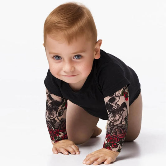 Sommer Baby Boy Kleidung Body suits Mode Neugeborenen Stram pler gefälschte zwei tätowierte Ärmel Baumwolle bequeme Baby Bodysuit Einteiler