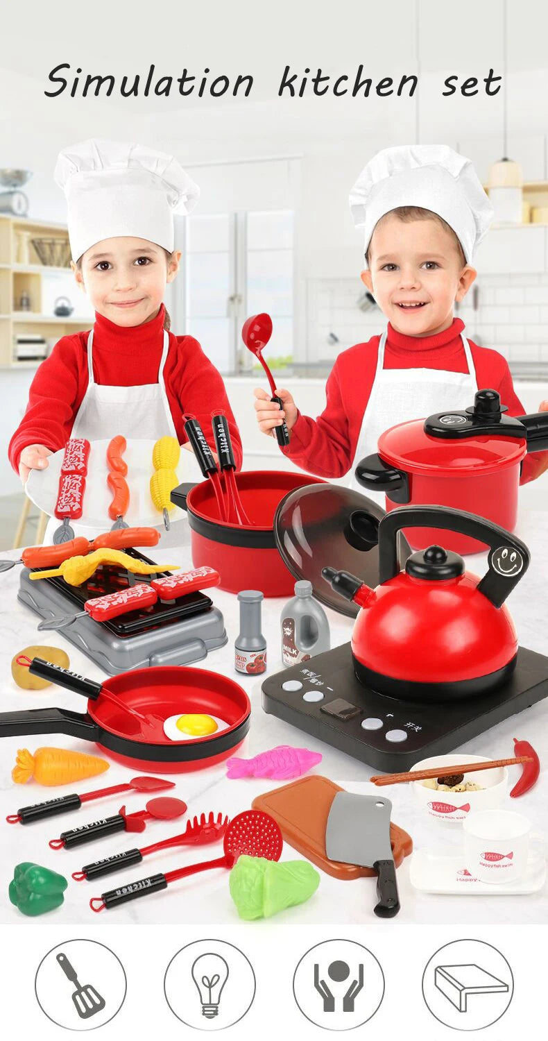 Kitchen Toys Set For Kid Girl Cooking Toy Baby Cutting Fruit Cooking Kitchen Utensils Children Simulation Education Pretend Play.