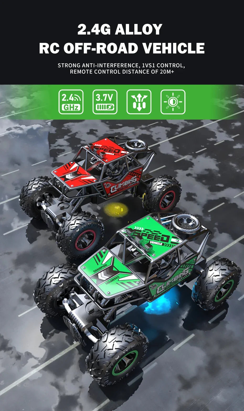 Remote Control Truck Car All Terrain Off Road Alloy RC Cars Buggy Drift Racing Toy Rechargeable Sturdy Gift for Kids Boys.