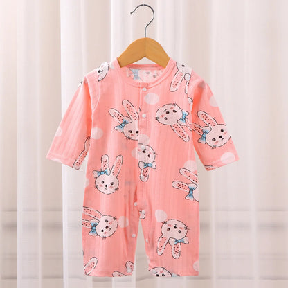 Baby-Overall, 100 % Baumwolle, langärmelig, Krabbelanzug, dünne Nachtwäsche, Sommer, neu, kurzärmelig, Khai für Jungen und Mädchen.