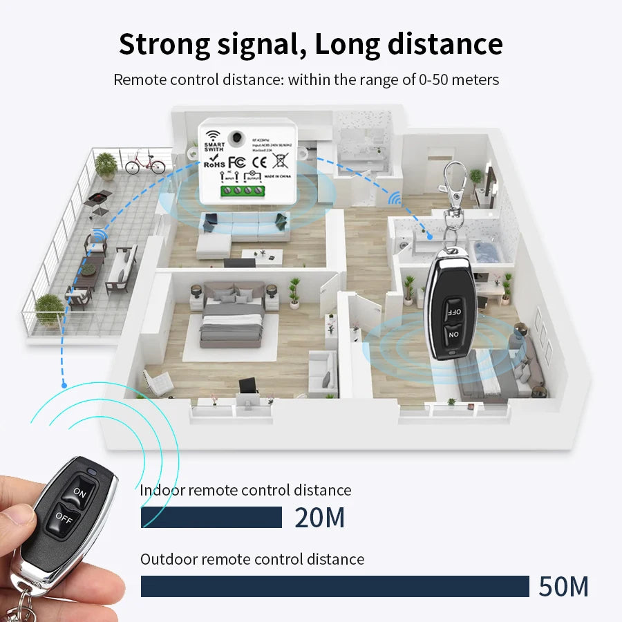 RF 433 MHz Drahtlose Fernbedienung Schalter Smart Home 110 V 220 V 10A Mini Controller Relais EIN/AUS sender Wand Licht Schalter.