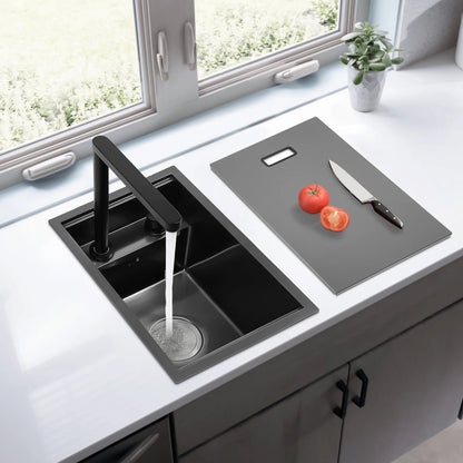 Verstecktes Küchenspüle, schwarz eingebettetes Arbeitsplattenwaschbecken, unsichtbares Waschbecken für die Küche, Bar, platzsparendes, verstecktes Badezimmerwaschbecken für Küchen