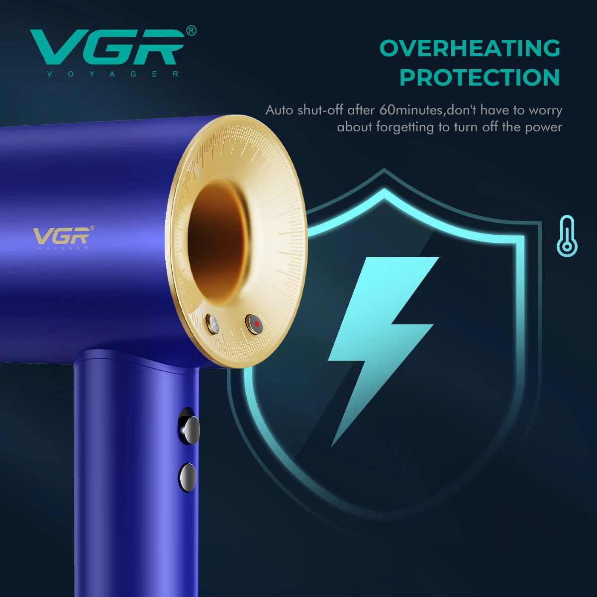 VGR Leafless Hair Dryer Professional Negative Ion Dryer Brushless Motor 11000RPM Electric Hair Dryer Barber Salon Tools V-445