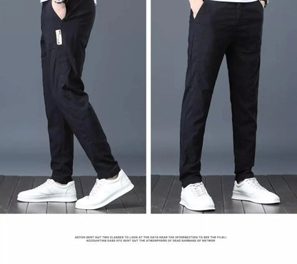 Men's Ice Silk Ultra-thin Casual Pants Korean-style Trendy Loose-fit Straight-leg Lightweight Quick-dry Long Trousers For Summer.