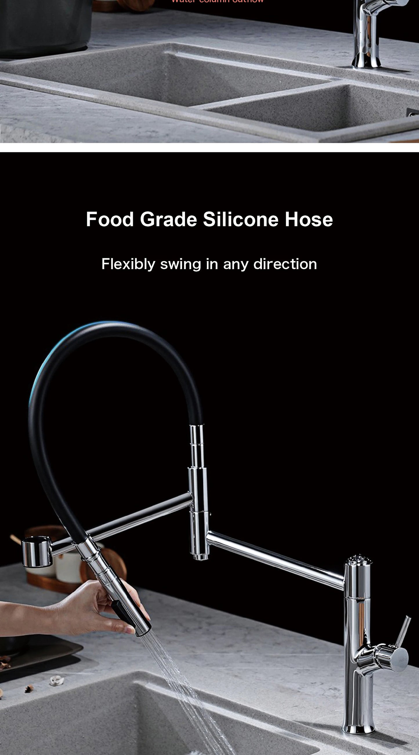 Modern Chrome Brass Pull Out Kitchen Faucet 2 Spray Modes Ceramic Valve Hot/Cold Water High Arc 360 Swivel Sink Mixer Tap