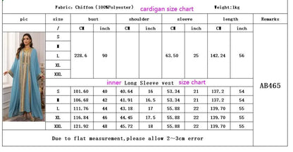 Eid Frauen Abaya Kleid Muslim 2-teiliges Set Strickjacke mit Innenkleid Schnürmantel Kaftan Robe Jalabiya Ramadan Marokko Kaftan 2025.