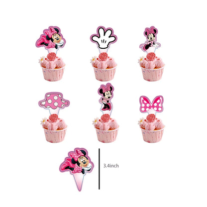 Disney Minnie Mouse Birthday Party Decoration Pink Minnie Paper Cups Plates Napkin Tablecloth Tableware Balloosn Baby Shower Kid.