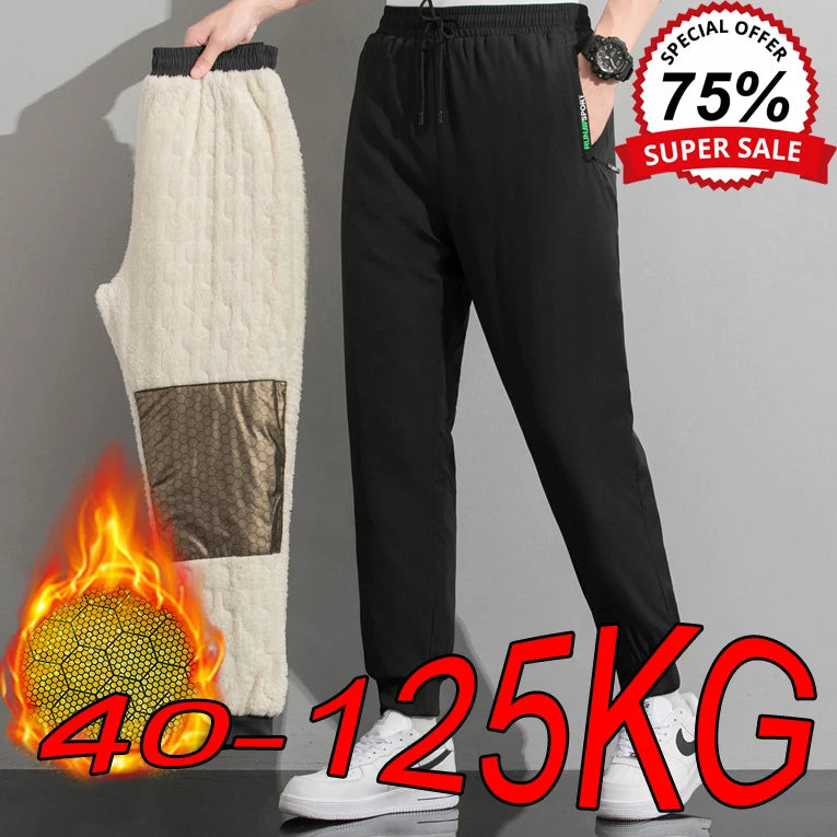 M-8XL Men's Down Pants Plus Size Winter Three-layer Windproof and Waterproof Large Size Plus Velvet Thick Warm Casual Joggers.