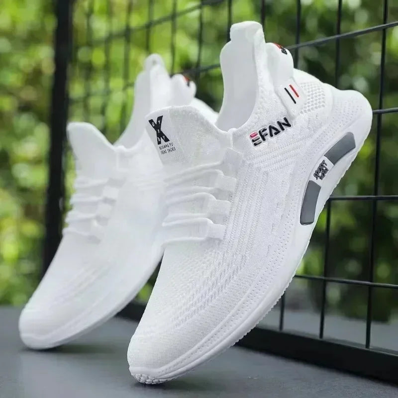 A Spring White Casual Shoes Breathable Non-slip Walking Sneakers Men Shoes Outdoor Comfortable Fashion Lace Up Running Shoes.