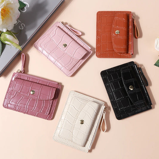 Women Fashion Short Wallet PU Leather Coin Card Holder Solid Color Casual Money Wallet Female Outdoor Bag.